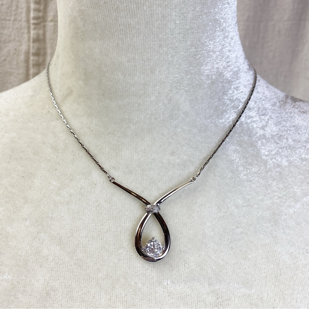 NVC Nataliya V Collister Silver Tone Cubic Zirconia Drop necklace